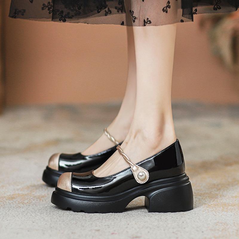 Summer Mary Jane Shoes Women's Platform Shallow Mouth High Heels Versatile National Style Skirt Single Shoes