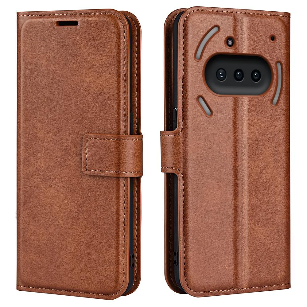 Für Nichts Telefon (3a) Ständerhülle Kratzfest Kalbsleder Textur Handyhülle