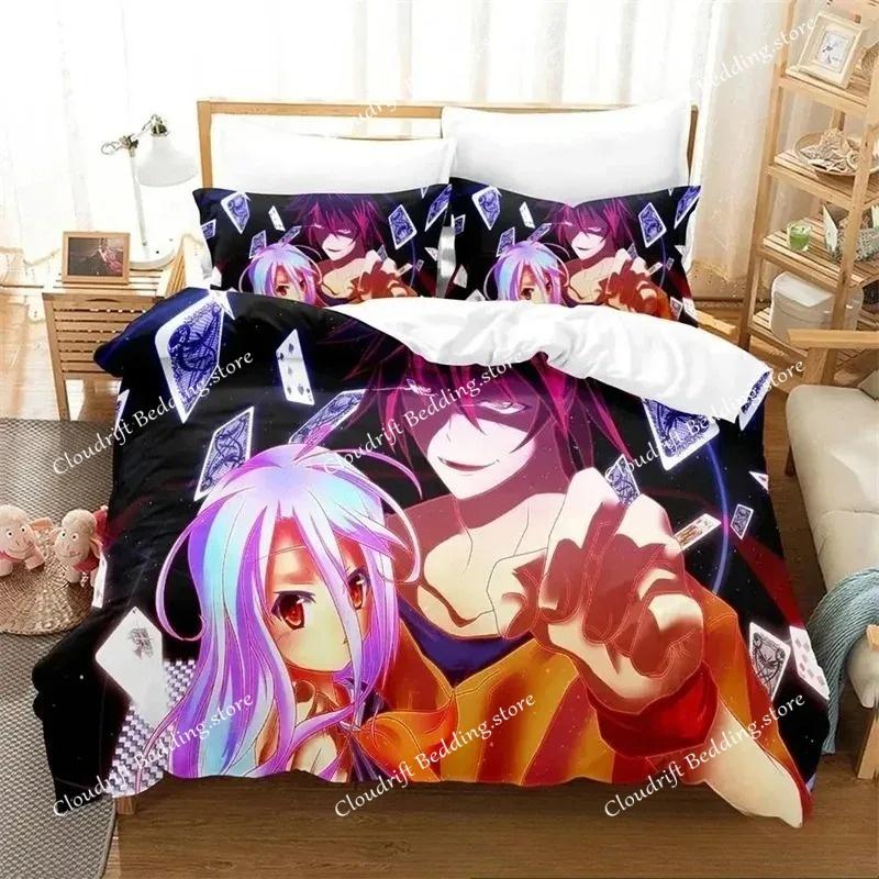 3D Аниме Постельное Белье No Game No Life, Пододеяльник Одеяло Комплект для Кровати Покрывало Наволочка, Размер Кинг Квин Твин для Мальчиков Девочек Взрослых