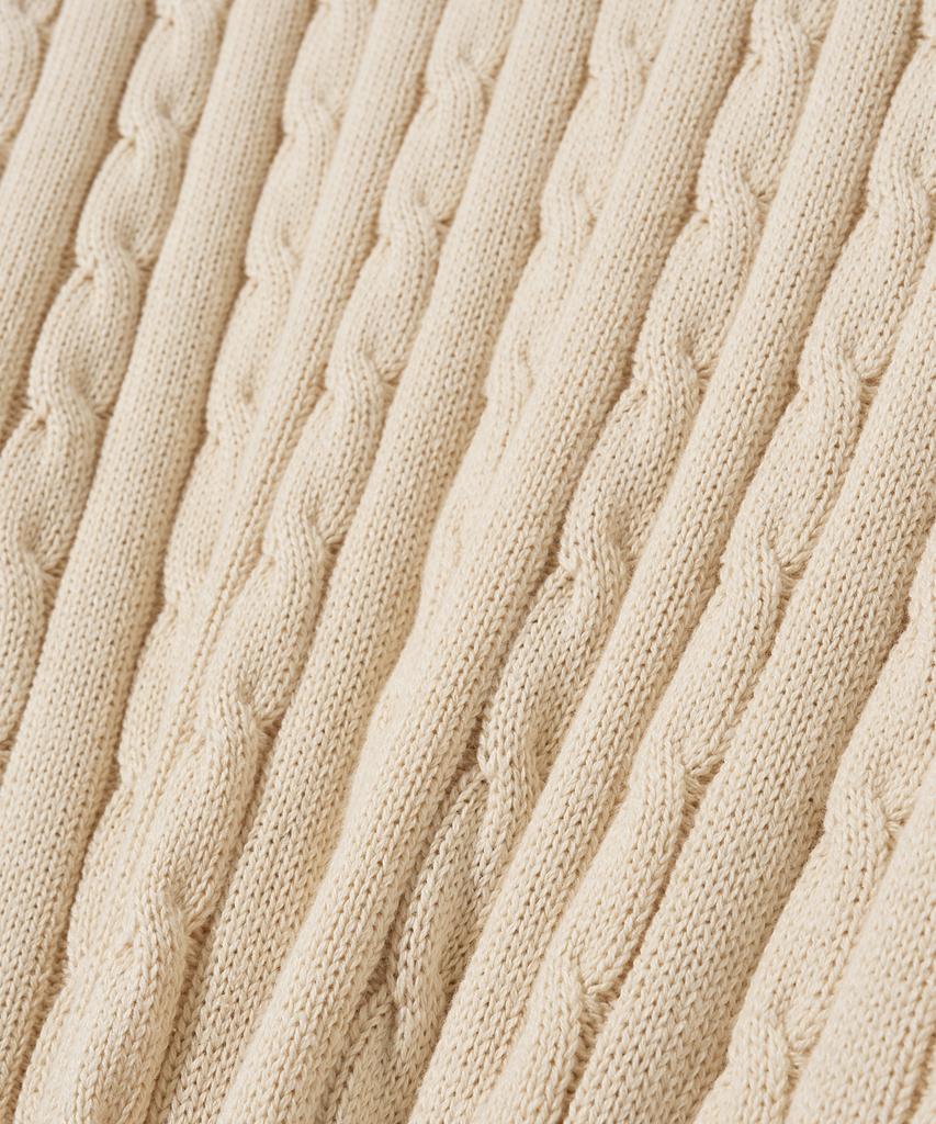 YALE Y Logo Cable Round Knit Ivory