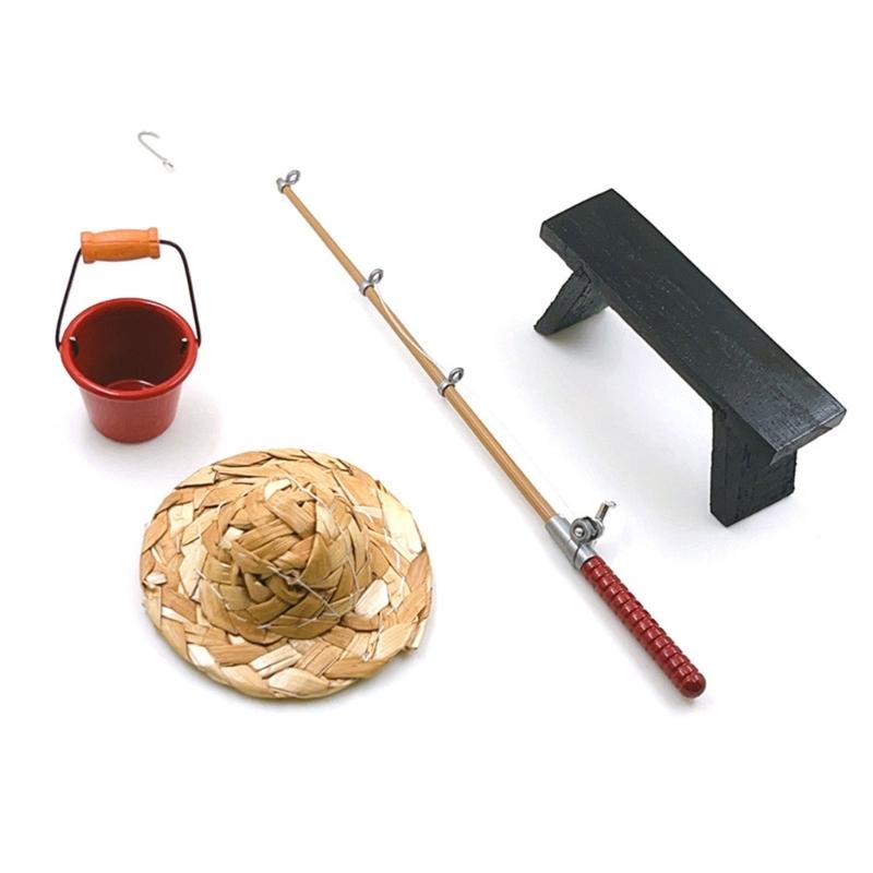 

Tiny Fishing Rod Collection Detailed 1/12 Model House Furniture Bucket Chair Oaken Accessories Secure For Children 1