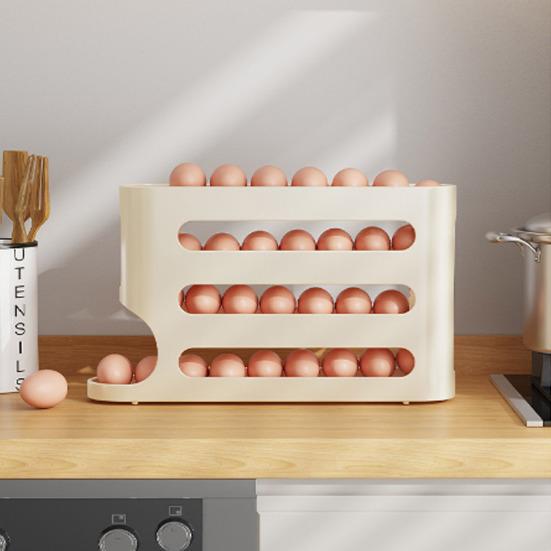 Suport pentru ouă cu 4 niveluri Suport pentru ouă cu defilare automată de capacitate mare Distribuitor de ouă cu economie de spațiu Organizator pentru ouă Depozitare pentru frigider Bucătărie