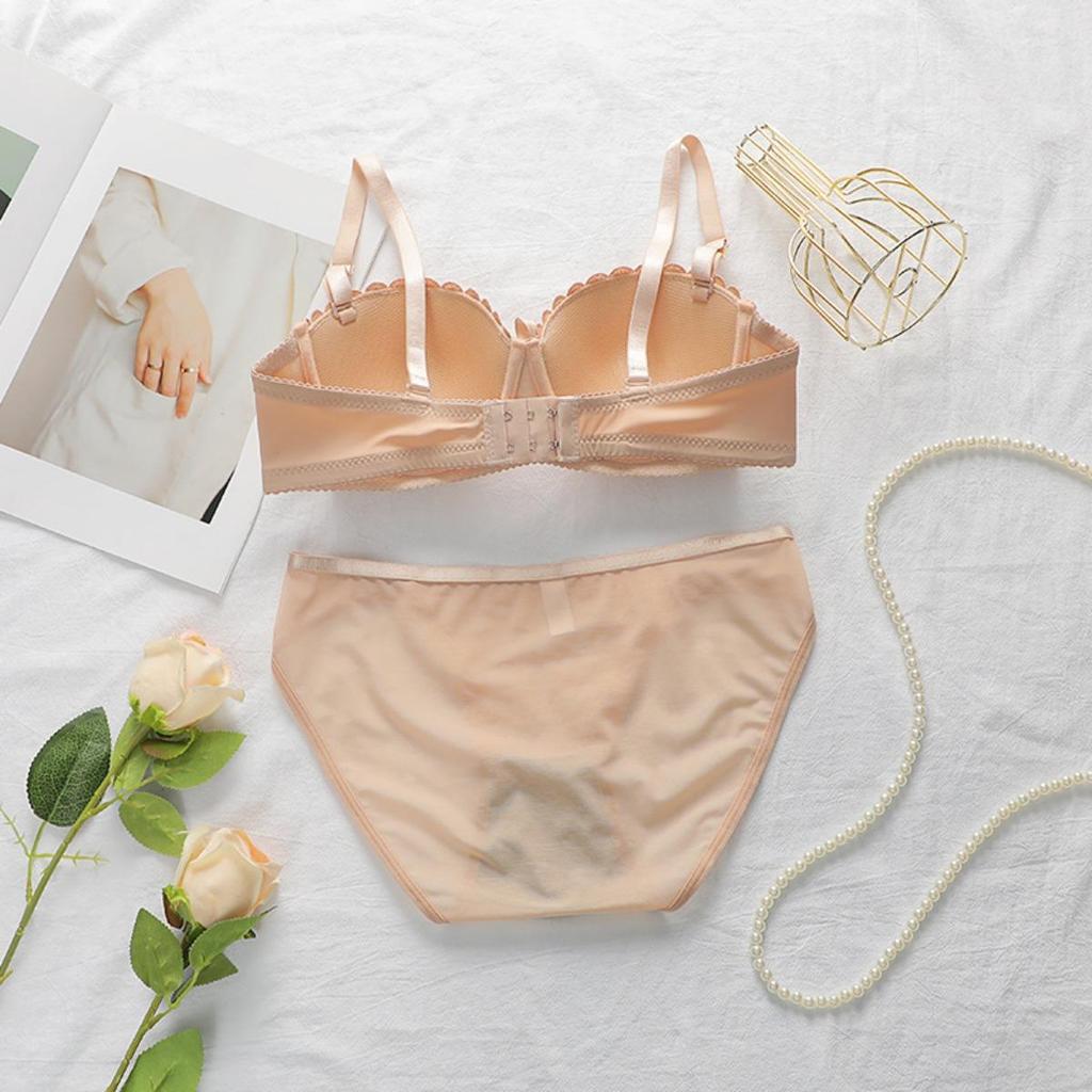 Girls' Underwear Set Embroidered Butterfly with Steel Rim Underwear, Anti Slip Fashion Women's Sexy Bra
