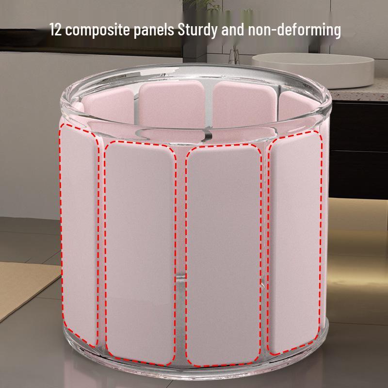 Folding Insulated Adult Soaking Tub - Anti-Rollover, Cotton-Padded, Large Size (Blue/Pink)