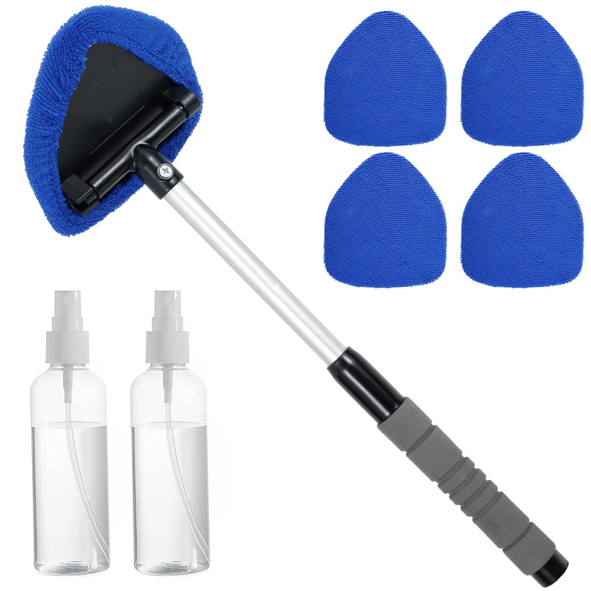 Car Window Cleaner Brush Kit 180° Rotating Head Telescopic Windshield Cleaning Brushes Auto Interior Exterior Glass Wiper Mop