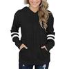 Autumn and Winter New Women's Contrast Striped Hoodie Loose Kangaroo Pocket Sweater