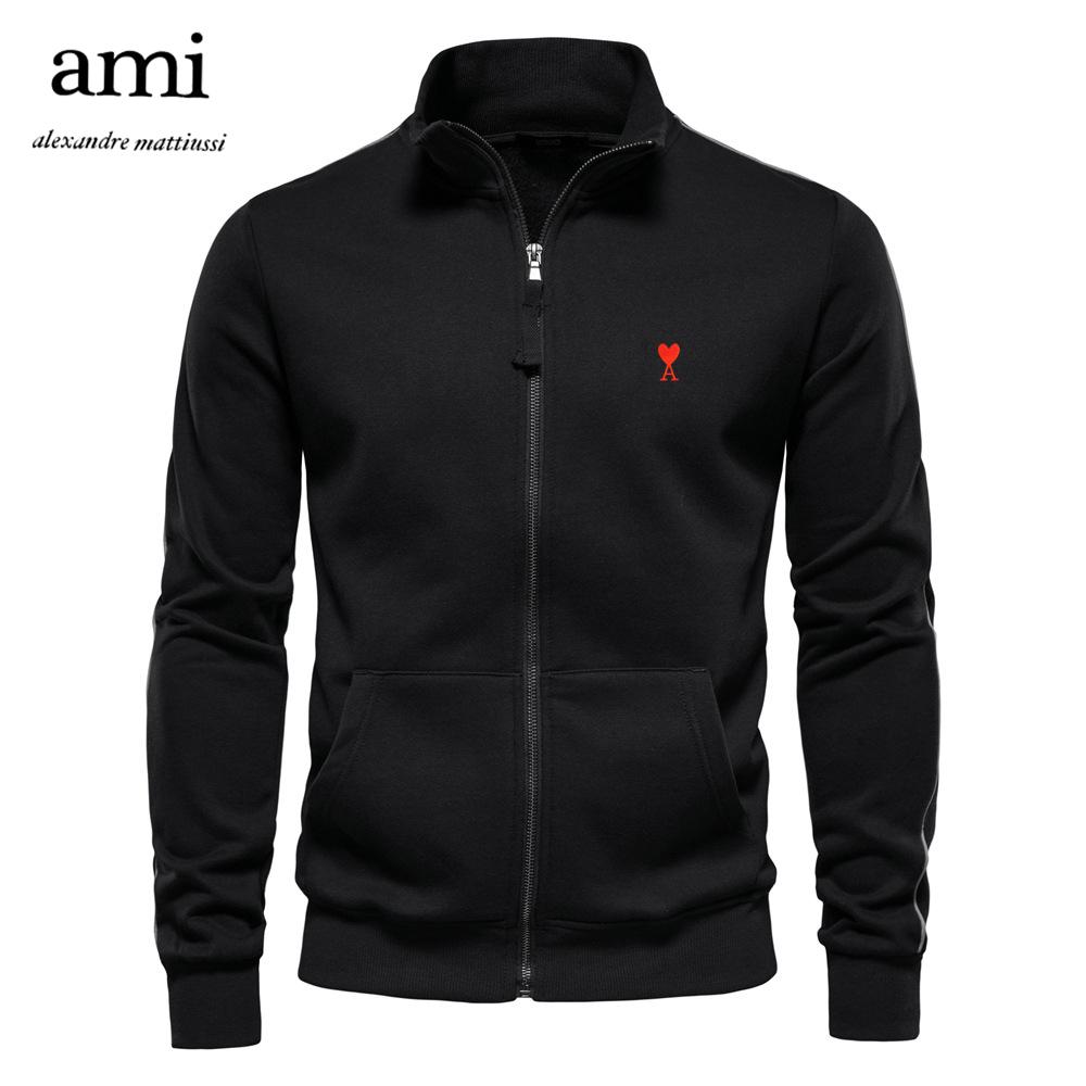 AMI 2025 Besticktes Herbst- und Winter-Neues Herren Langarm-Kapuzensweatshirt Trend Vielseitiges Fleece Warmes Sweatshirt