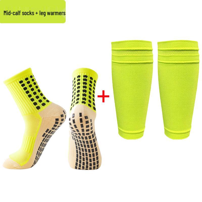 Men's Double Layer Breathable Mid-Calf Shin Guard Football Socks Set