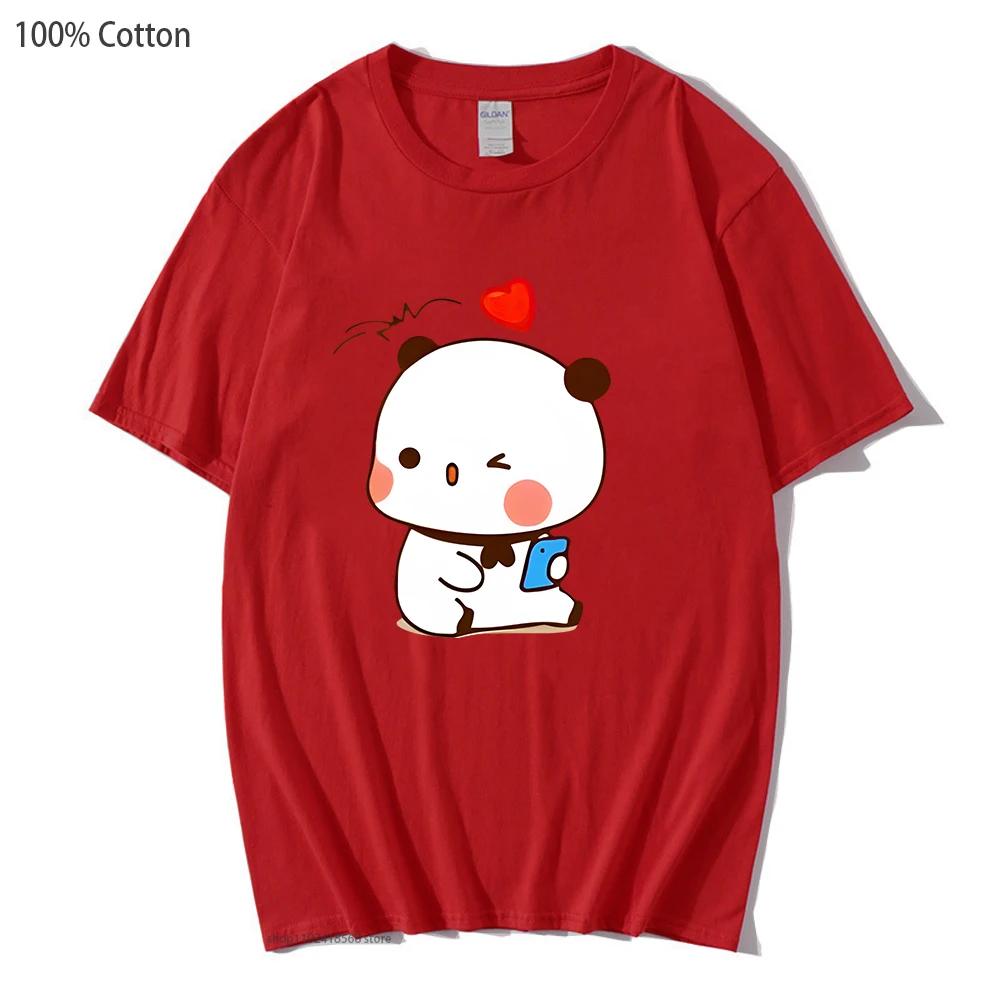 Cute Dudu and Bubu T-Shirts Panda and Brownie Bear Couple Tshirt Cotton Clothes Summer Soft Tees Korean Style Men Women Top