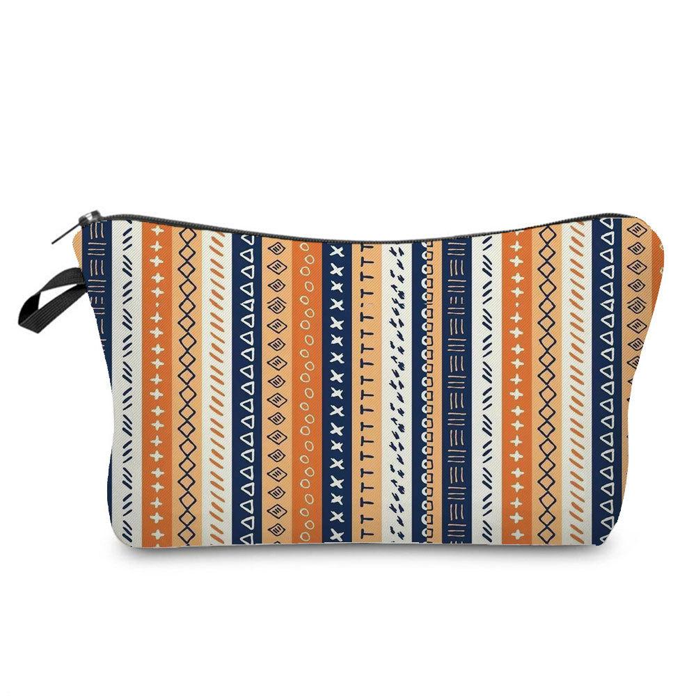 Women Geometric figure Print Cosmetic Bag Toiletries Organize Travel Storage Case 6756 KTB