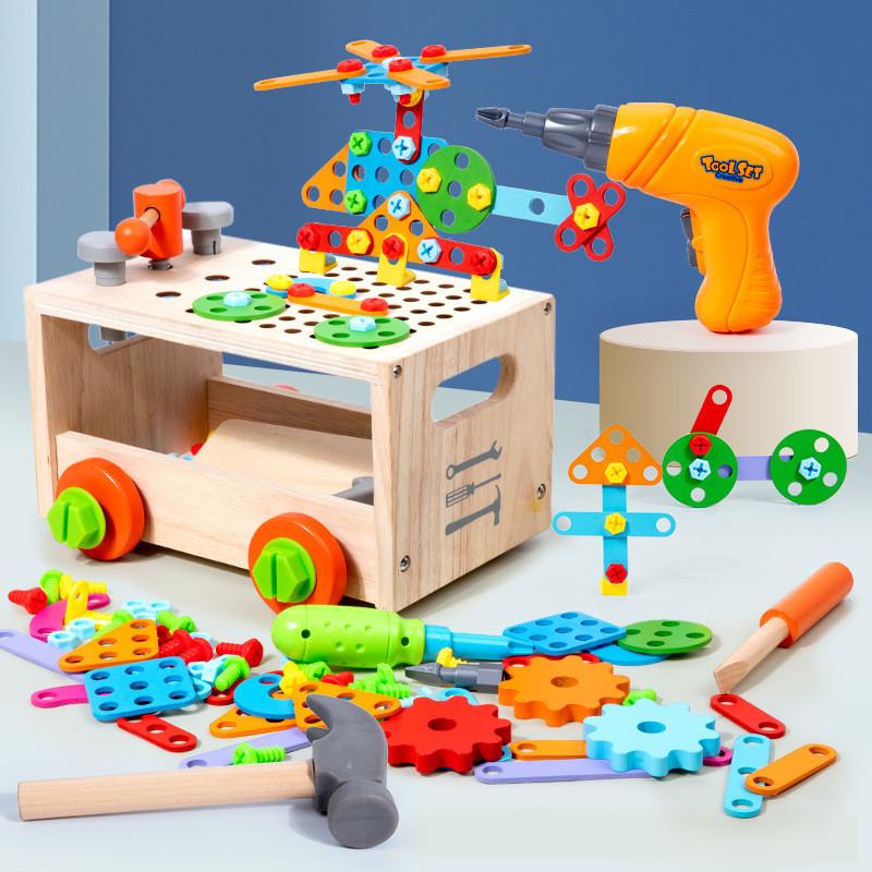 Wooden Screw Toy Set For Boys With Nut Assembly And Hand Tool Play