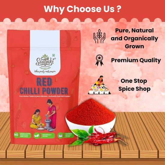Saatyaki Naturals Organic Red Chilli Powder - 400gm |Hot & Spicy Lal Mirch Powder |  Freshly Grounded Red Pepper for Cooking, Pickles