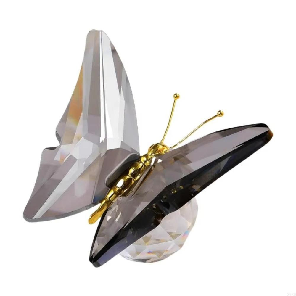 Transparent Crystal Butterfly Statue Color Butterfly Shimmering Finish Butterfly Ornaments Glass Base Elegant чёрный