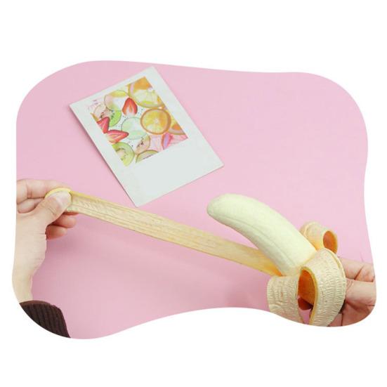 Simulation Peeled Banana Squeeze Toy Soft Stretchy Banana Shape Fidget Toy Portable Simulated Fruit Sensory Pinch