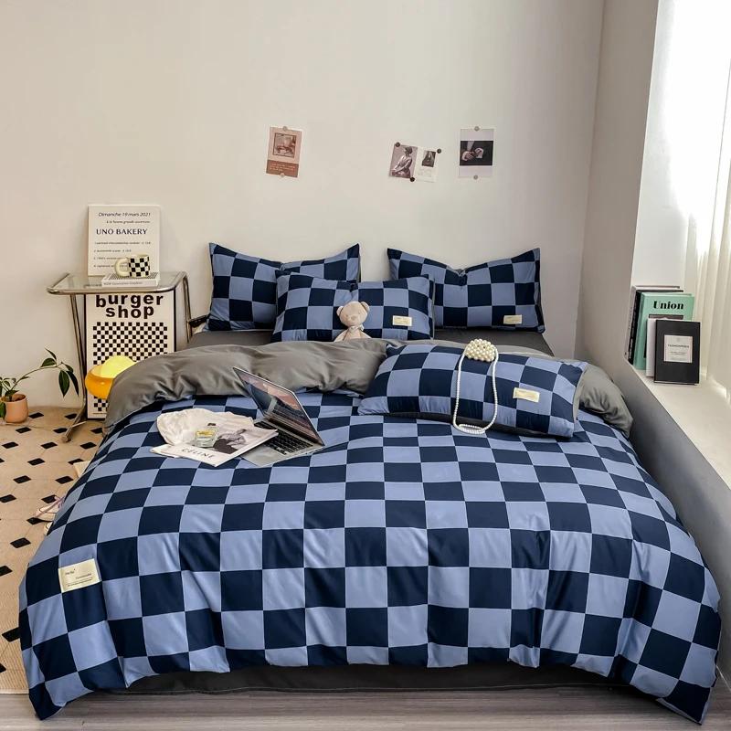 Black and White Plaid Duvet Cover Set Full, Geometric Grid Bedding Set Soft Lattice Checkerd Comforter Cover with 2 Pillowcases