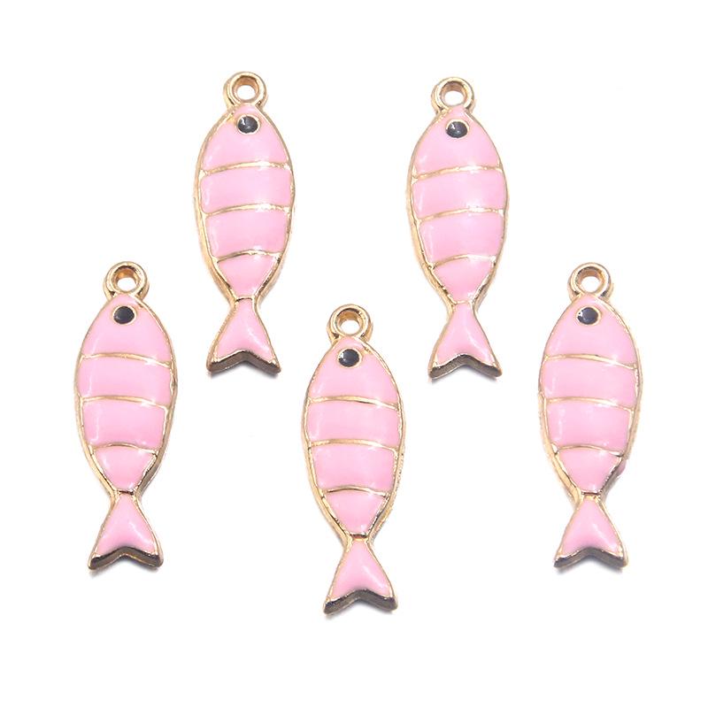 Colorful Enamel Fish Pendant DIY Metal Frame Ocean Charm