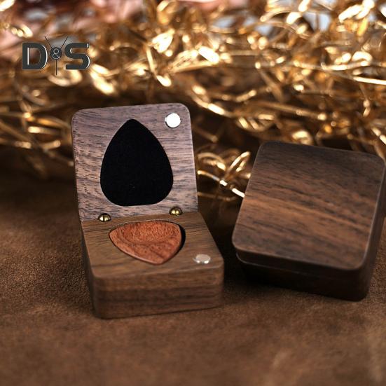 Cutie de alegere pentru chitară din lemn Părți pentru chitară Suport portabil pentru pletru pentru chitară Carcasă organizatoare pentru muzicieni Depozitare zilnică de călătorie