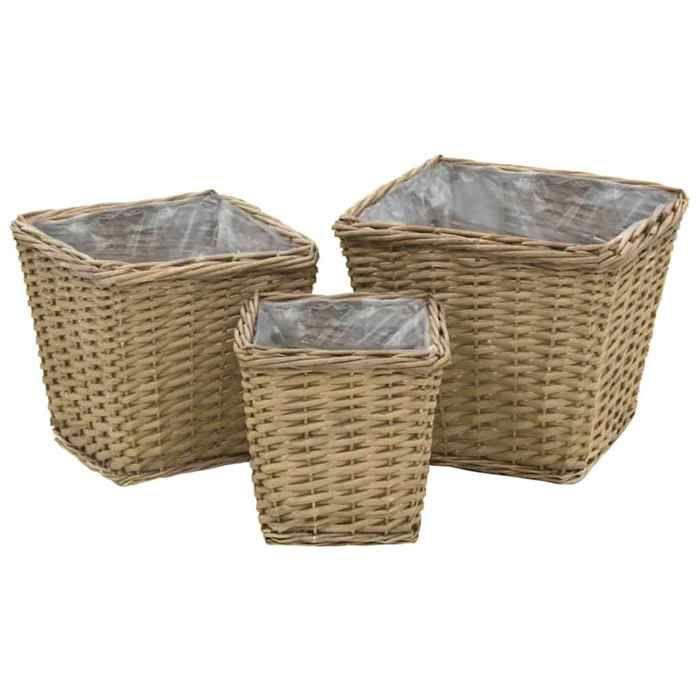 Maison Exclusive - Lits surélevés 3 pcs Osier avec doublure en PE