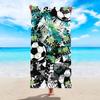 1 pièce serviette de plage de football rayée tendance, séchage rapide absorbante fibre ultra-fine sports d'extérieur natation serviette de bain absorbante