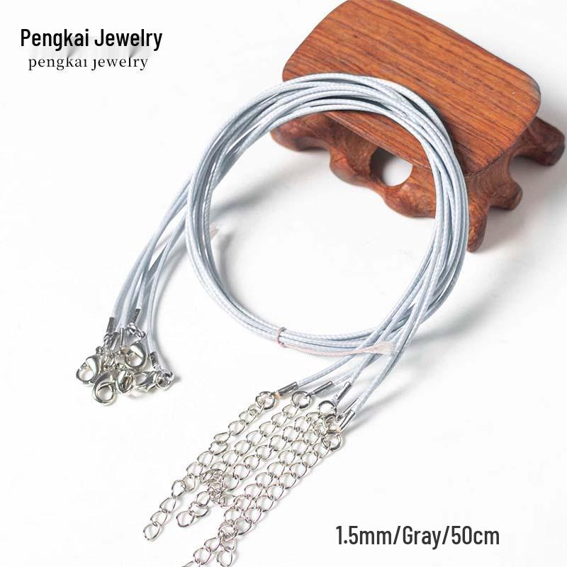 

Кристаллическое ожерелье: Кожа и Вощеная Веревка Золотые Украшения с Нефритовым Кулоном и Металлическими Клипсами