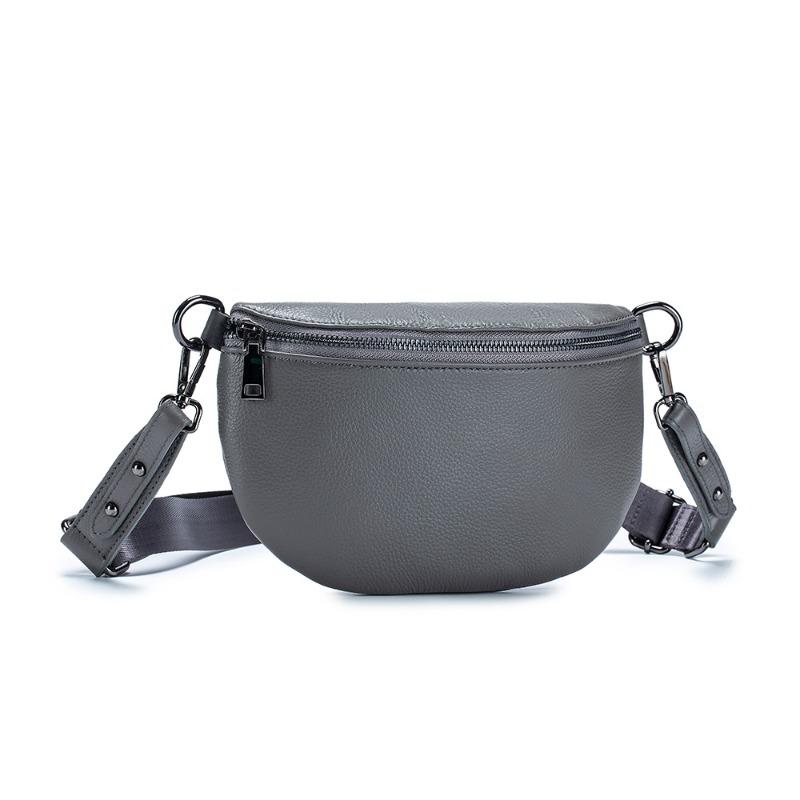 Leather Large-capacity Fanny Pack Women's Premium Messenger Bag New First-layer Cowhide Trendy Breast Bag Simple Shoulder Bag