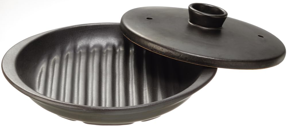 Ishigaki Grill Master Ceramic Round Plate with Lid, 3767, Black