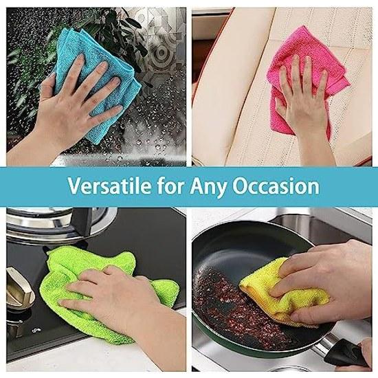 HOMEXCEL Microfiber Cloths 50 Sheets Commercial Towels Thin Wipes Cleaning Dishcloths Kitchen Etc. Approximately (multicolor)
