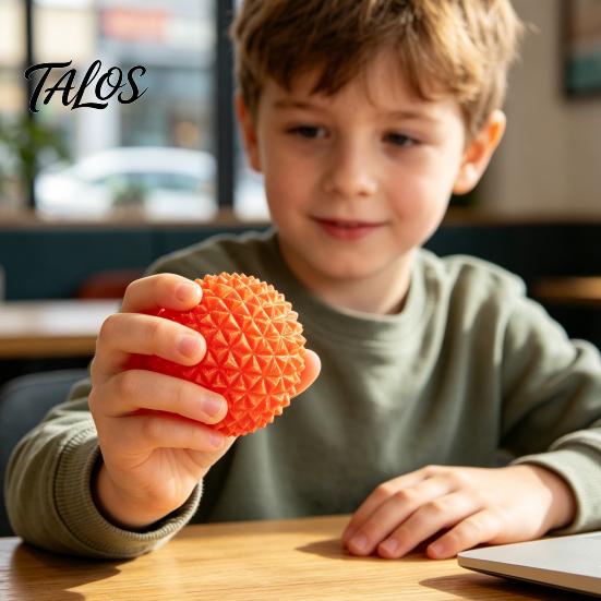 Textured Fidget Ball 3D Printed Rotatable Spiky Ball, Mini for Finger Tactile Stimulator Stress Relief, Portable Decompression Twisting Desk