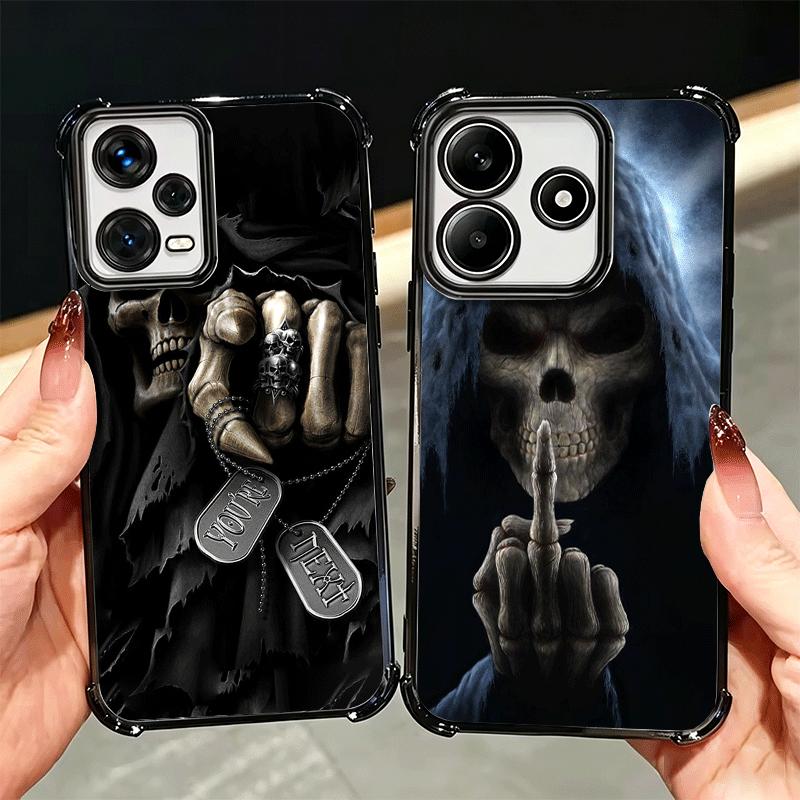 Grim Reaper Skeleton Funny Style Plating Phone Case For Xiaomi Redmi Note 14 15 Pro Plus 13 12 11 11S 11T 10 9S 9 5G Anti-Fall A