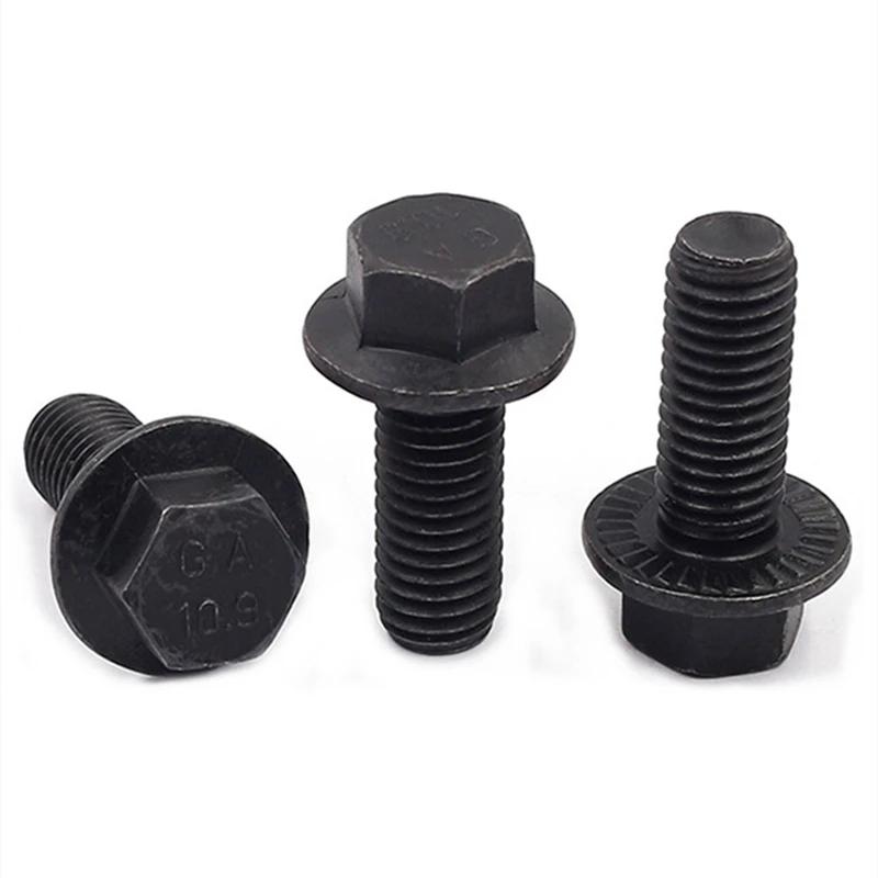 M5 M6 M8 M10 M12 M14 M16 Güte 10.9 Hochfest Schwarz Kohlenstoffstahl Sechskant Sechskopf Flanschschrauben Schrauben