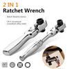 1/4 Double Ended 72 Teeth Quick Spanner Tool Screwdriver Socket Bit 2 In 1 Round Handle Ratchet Wrench DIY Home Repair Hand Tool