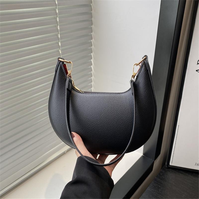 

Women s Luxury Crescent Crossbody Bag with Detachable Adjustable Strap, Magnetic Closure Golden-Te Hardware Shoulder Purse R чёрный