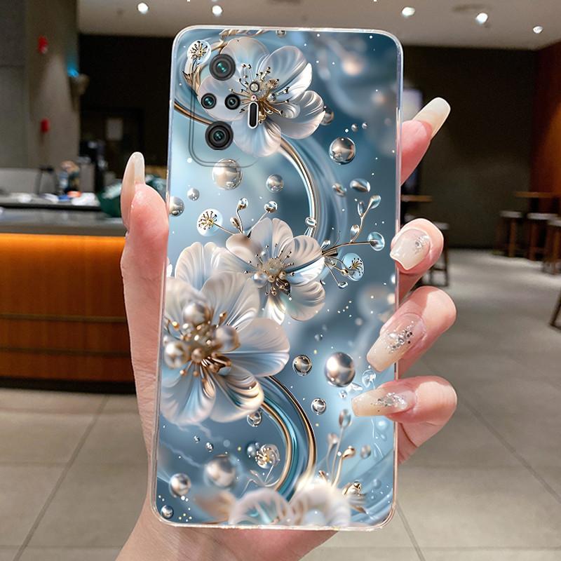 For Xiaomi Redmi Note 10 Pro / Note10 / Note 10S / Poco M5S Case Clear Luxury Butterfly Flower Transparent Soft TPU Phone Cover
