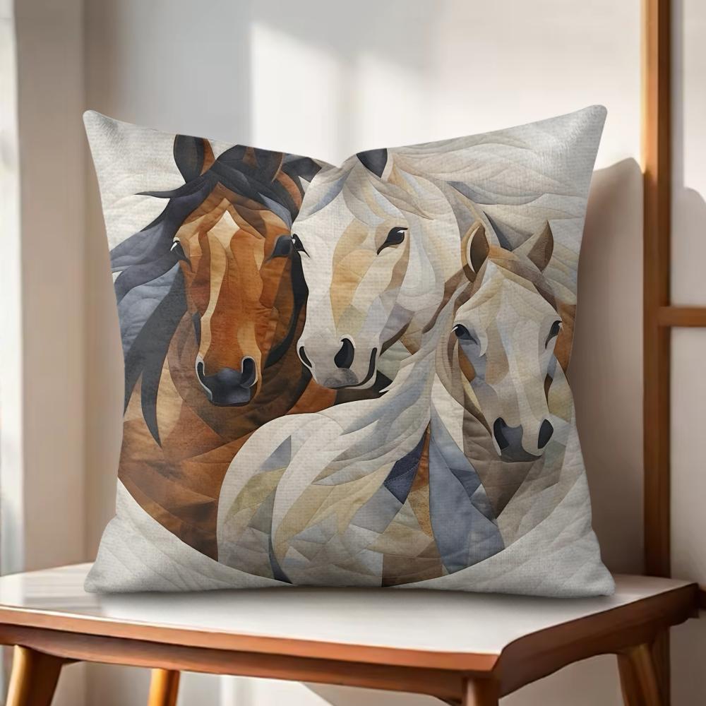 

Printing Stylish Horse Cushion Cover Natural Linen Organic Fabric DoubleSided Printing Couch Pillow Covers Home Decor 30x30cm