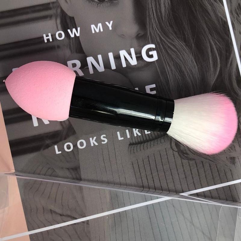 3Pcs Professional Blusher Brush Nylon Make Up Brushes Two Head Metal Cosmetic Tools with Sponge