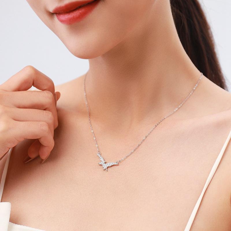 Tancise Naszyjnik ze Srebra Próby 925 Damski Transgraniczna Moda Pełny Wisiorek Pterozaur Łańcuszek na Szyję Zwierzęcy Łańcuszek na Obojczyk