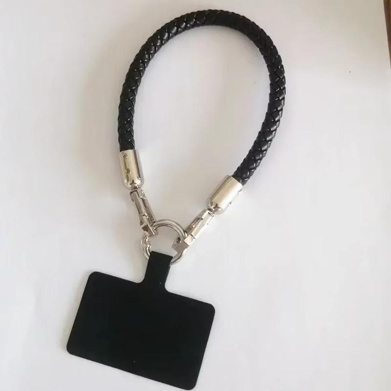 Phone Lanyard Short Wrist Band Thicken Braided Strap Coarse Nylon Lanyard Strap Wrist Chain Pendant Anti-Lost Rope Metal Button