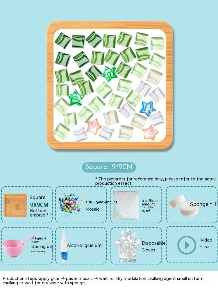 Bamboo Mosaic DIY Coasters Handmade Creative Material for Cup Tableware Mat Tray Placemat Mosaic Crystal Craft Tool Kit Kid Gift