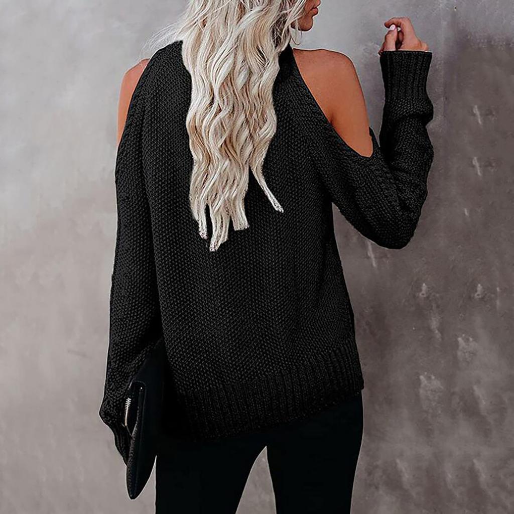 Women Casual Fashion Loose Long-sleeved  Solid Color Top Sweater