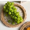 Light Luxury Rattan Woven Round Colorful Storage Tray Living Room Tea Table Fruit Pastry Cake Plate Trays Decorative