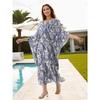 Women's Flowy Beach Maxi Dress Long Kaftan with Chest Weave Cutout, Boho Swim Cover Up 1012