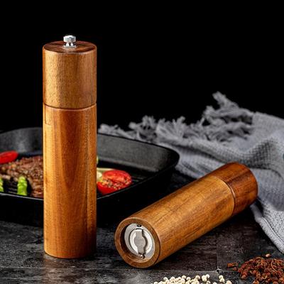 8 Inch Acacia Wood Salt Pepper Grinder Household Manual Seasoning Bottle Adjustable Tightness Pepper Grinder Kitchen Tool