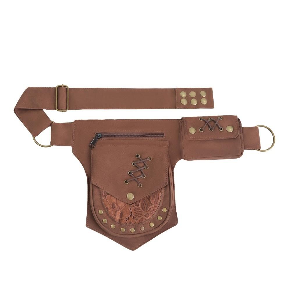Vintage Design Brašna na nohu Telefonní taška Multifunkční Nýtovaná Hip Bum Bag Punkový Styl Pásové Ledvinky Neformální