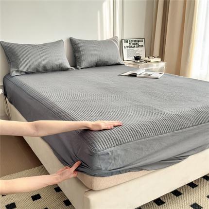 

Thickened cotton padded mattress single piece, pure cotton 1.5/1 mattress cover mattress cover hotel Simmons protective cover Pair of pillowcases темно-сірий