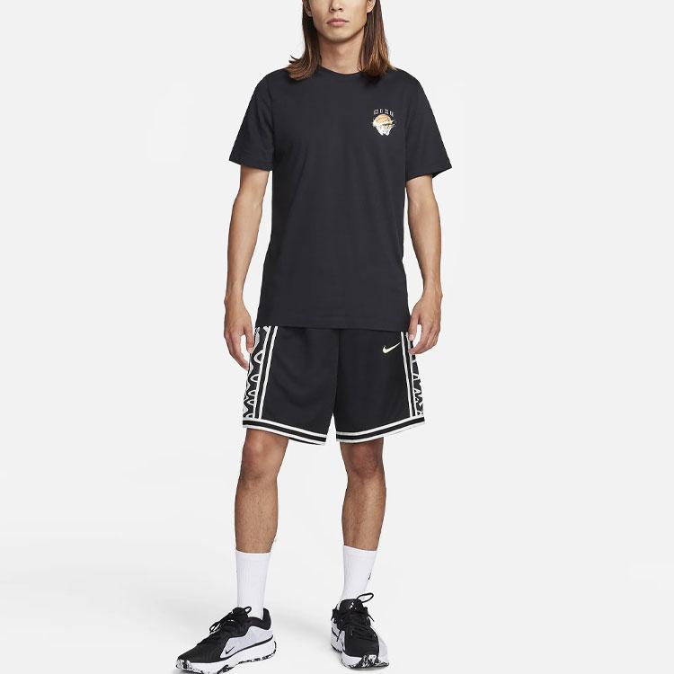 Nike Dri-Fit Abstract Pattern Printed Color Block Comfortable Basketball Shorts Men Shorts Black FB7142-010