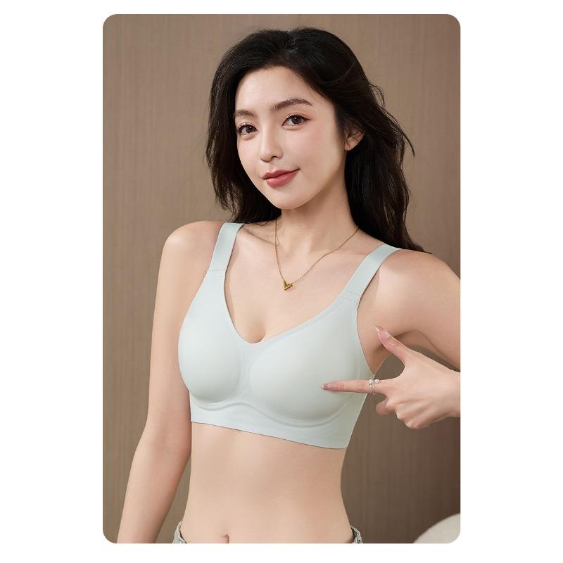 Jelly-style Underwear with Soft Support, Seamless Wide Shoulder Straps, Cup Fixation, Double Breast Reduction, Without Steel Rings.