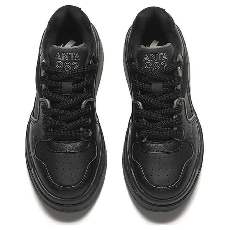 Anta 982Evo Korean Style Versatile Thick Sole Comfortable Trendy Lightweight Low Top Skate Shoes Women Sneakers Black 122438091-3