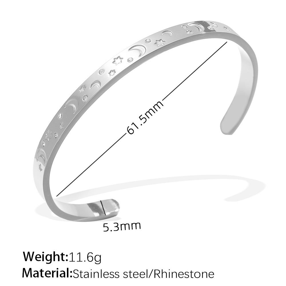 Exaggerated Personality Versatile Titanium Steel Inlaid Zircon Marine Series Stainless Steel Advanced Sense Opening Bracelet
