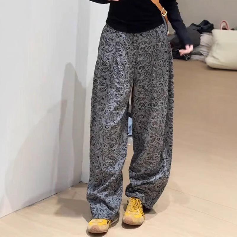 

Women s Retro Paisley High-Waist Wide-Leg Pants - 2025 Summer Style M