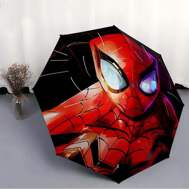 1pz Ombrello Pieghevole Automatico Spider-Man, 8 Stecche per Uso Stagione Singola, Portatile per Viaggi e Attività all'Aperto 012